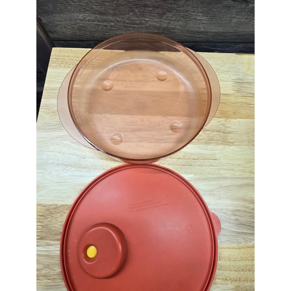 Tupperware Rock N Serve 800ml 3.25 Cup Microwave Orange Amber Round 3703A-1